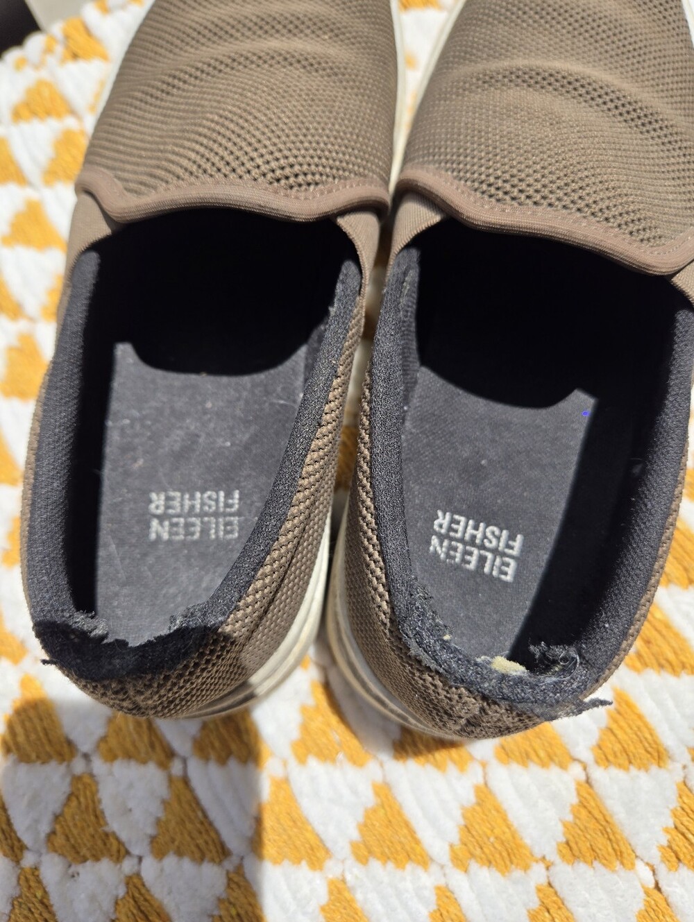 Eileen Fisher Brown Mesh Slip-On Loafers - Picture 3 of 6
